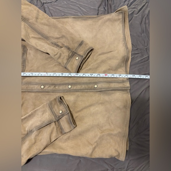 $698 NWT John Varvatos Suede Jacket 48 Tan Men's Lionell Leather Button Shirt - Picture 10 of 13